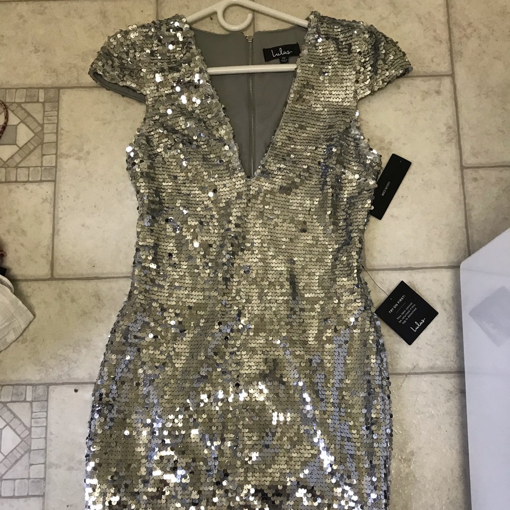 Lulus silver sequin mini dress